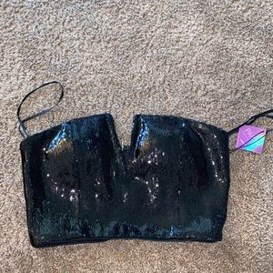 Sequin Strapless Crop Top